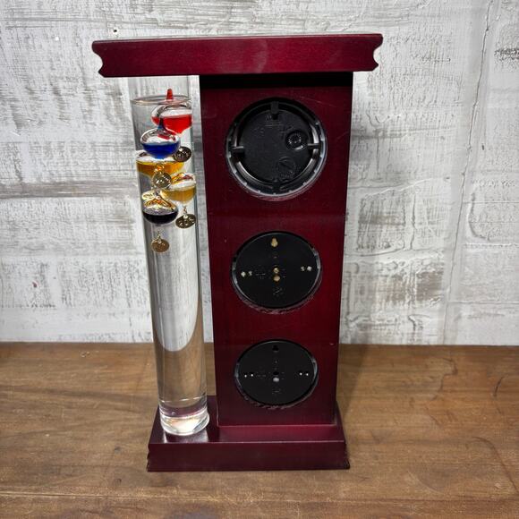 Weather Station, Thermometer, Barometer, Hygrometer & Clock Wood Frame - Picture 5 of 5